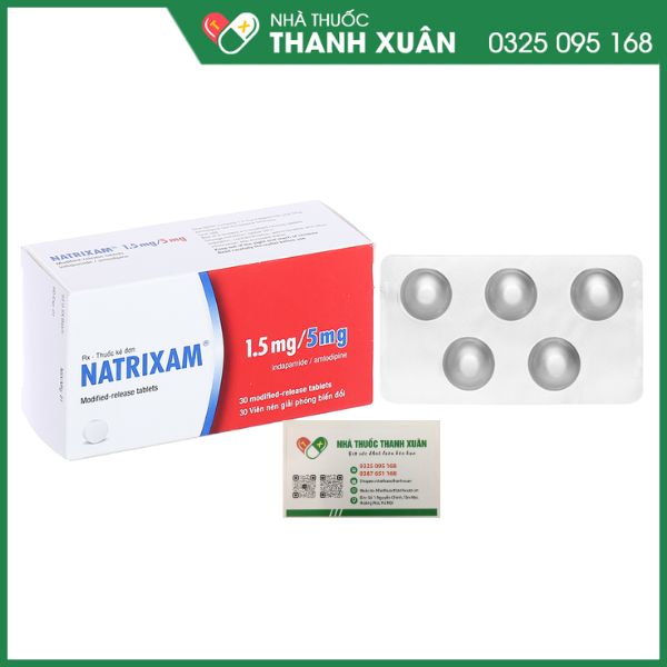 Natrixam 1.5mg/5mg - Thuốc trị tăng huyết áp (6 vỉ x 5 viên)